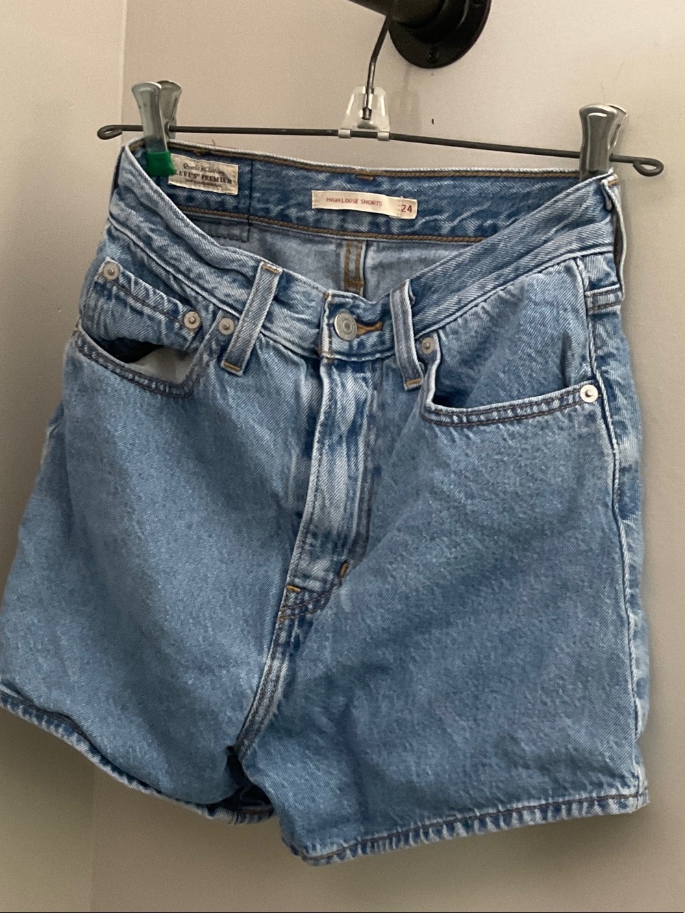 Vintage-Inspired Light Blue High-Rise Denim Shorts - Women